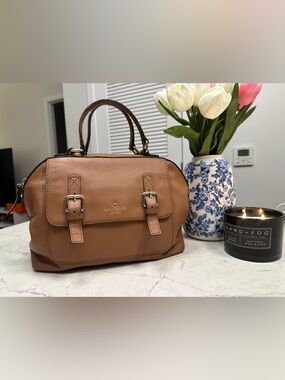 Kate Spade New York Leather Satchel Brown Top Handle Bag Gold Hardware